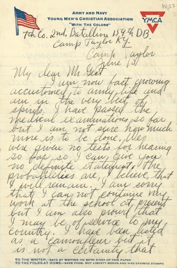 letter to Museum Director Joseph Henry Gest