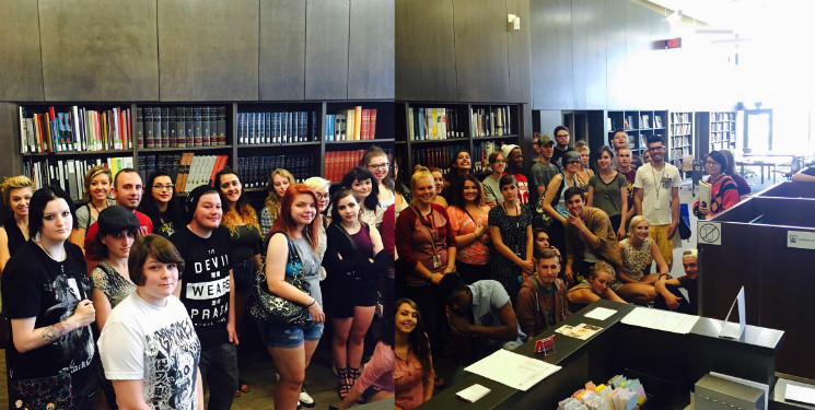 Tour group in the Mary R. Schiff Library