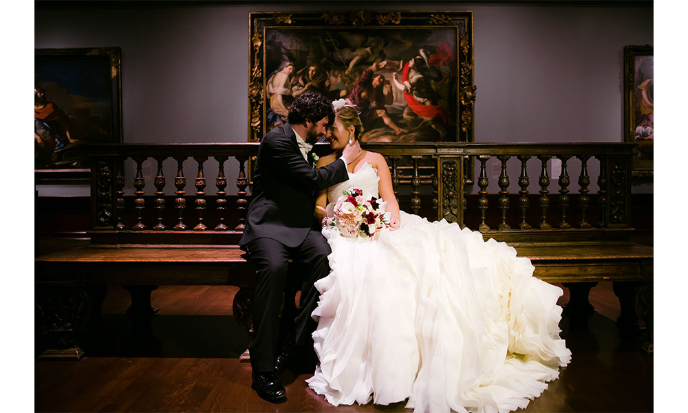 bride and groom in an exhibition