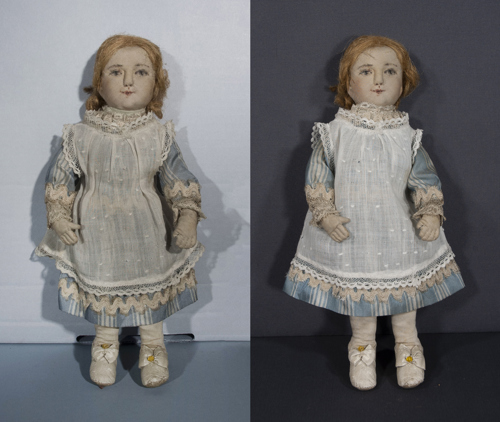doll before and after conservation