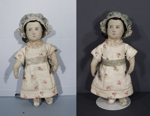 doll before and after conservation