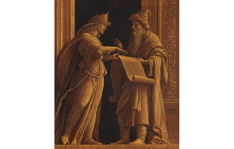 Andrea Mantegna, (Italian, circa 1431–1506), A Sibyl and a Prophet, circa 1495, distemper and gold on canvas, Cincinnati Art Museum, Bequest of Mary M. Emery, 1927.406.