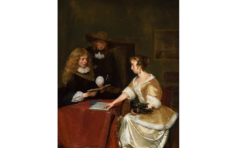 Gerard ter Borch, (Dutch, 1617–1681), The Music Party, circa 1670, oil on oak panel, Cincinnati Art Museum, Bequest of Mary M. Emery, 1927.421.