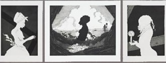 Resurrection Story with Patrons, edition 7/25, 2017, etching with aquatint, sugar lift, spitbite and drypoint, Collections of Jordan D. Schnitzer and His Family Foundation, L2017.487a–c