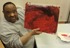 guest shows off artwork