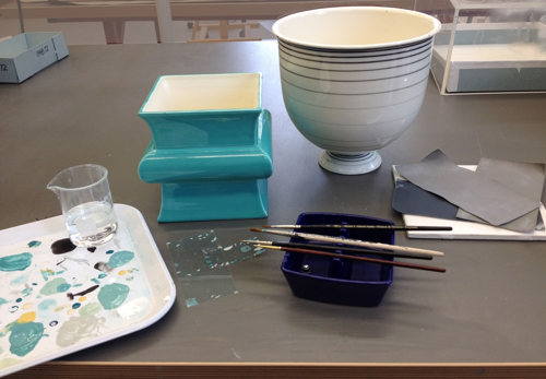 two ceramic vases in conservation