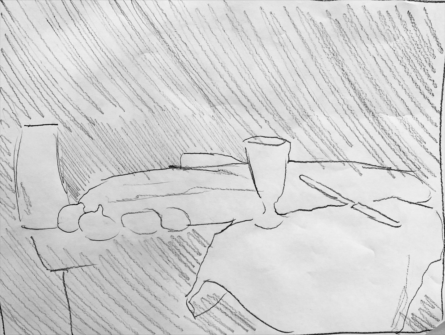 A sketch of the still life