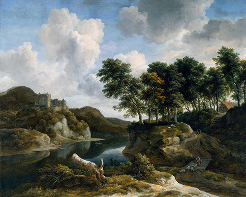 A sunny landscape with a castle in the distance