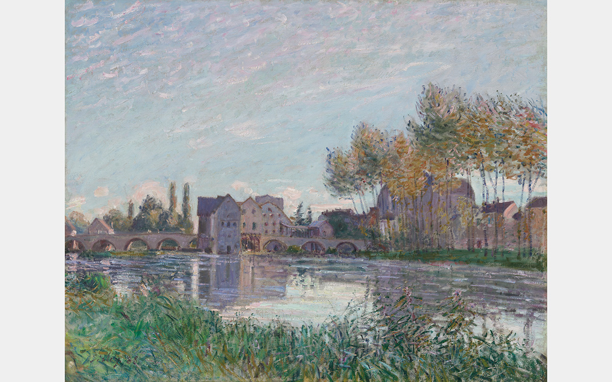 Painting of a town on a river